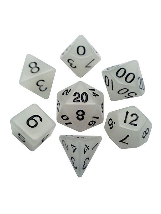 16mm Acrylic Polyhedral Dice Set Glow Clear