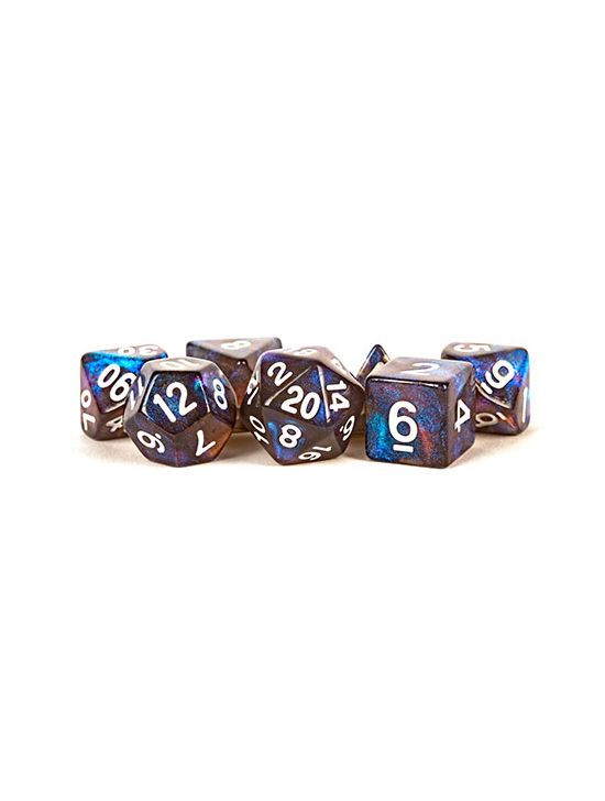 16mm Acrylic Polyhedral Dice Set Stardust Galaxy