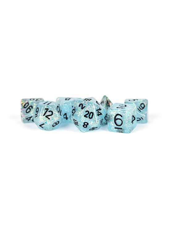 16mm Resin Polyhedral Dice Set Flash Blue