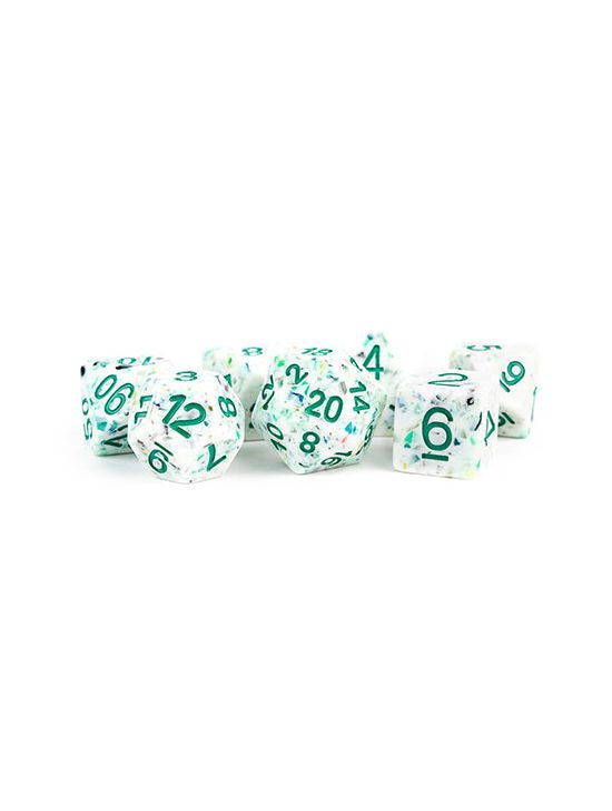 16mm Resin Polyhedral Dice Set Recycled Rainbow