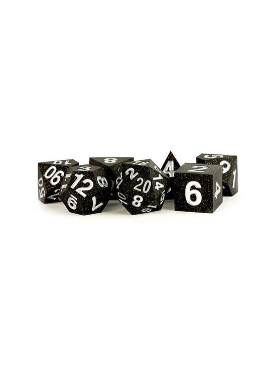 16mm Sharp Edge Silicone Rubber Poly Dice Set Gold Scatter