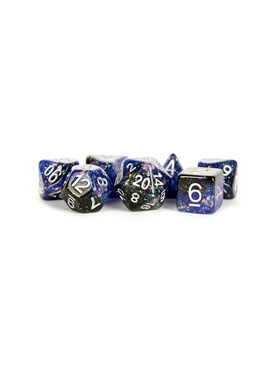16mm Resin Polyhedral Dice Set Eternal Blue/Black