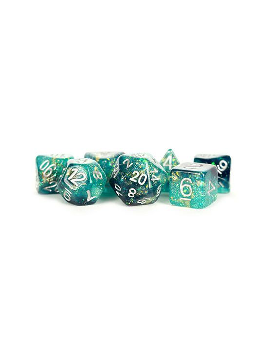 16mm Resin Polyhedral Dice Set Eternal Teal/Black