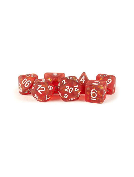 16mm Resin Polyhedral Dice Set Icy Opal Red