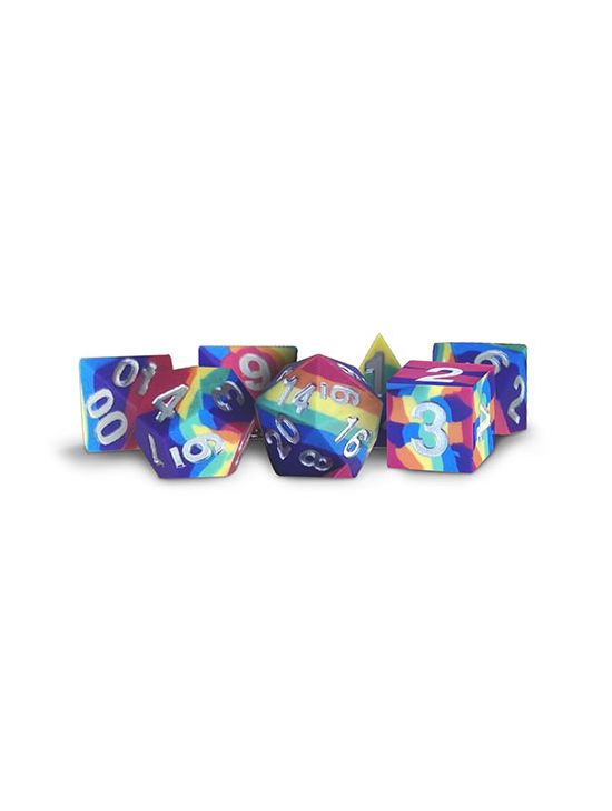 16mm Sharp Edge Silicone Rubber Poly Dice Set Rainbow