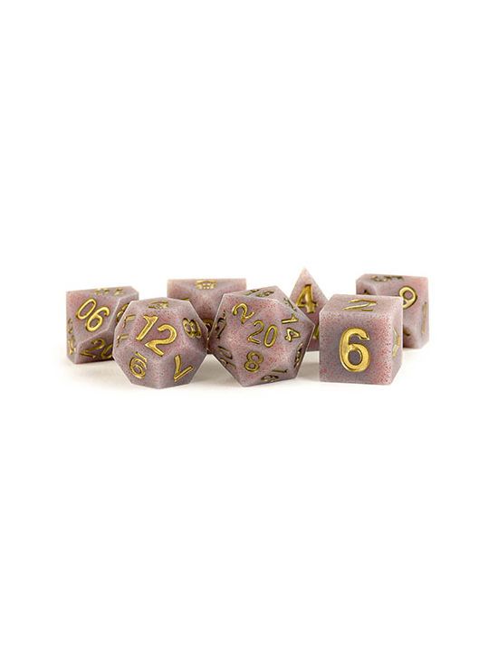 16mm Sharp Edge Silicone Rubber Poly Dice Set Volcanic Soot