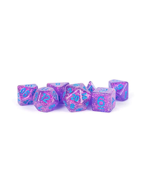 16mm Resin Polyhedral Dice Set Flash Purple