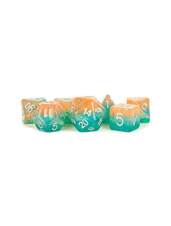 16mm Resin Poly Dice Set Layered Stardust Sunset