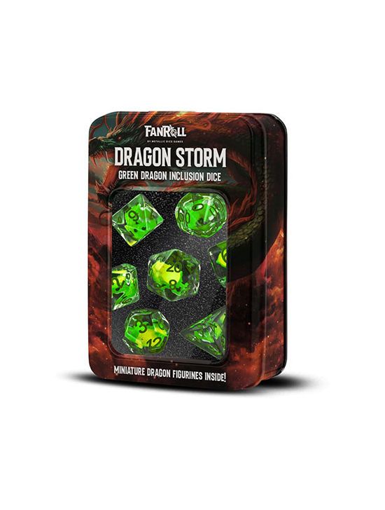 Dragon Storm Inclusion Resin Dice Set Green Dragon