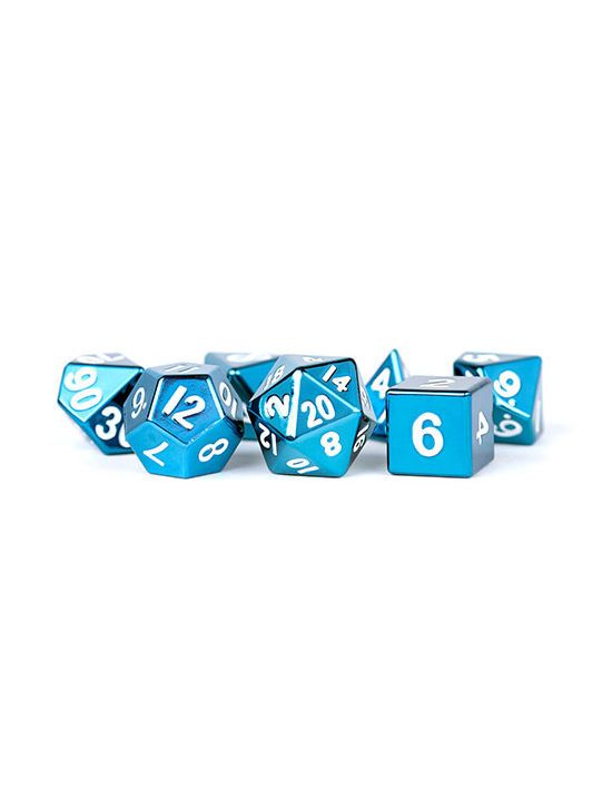 16mm Metal Polyhedral Dice Set Blue