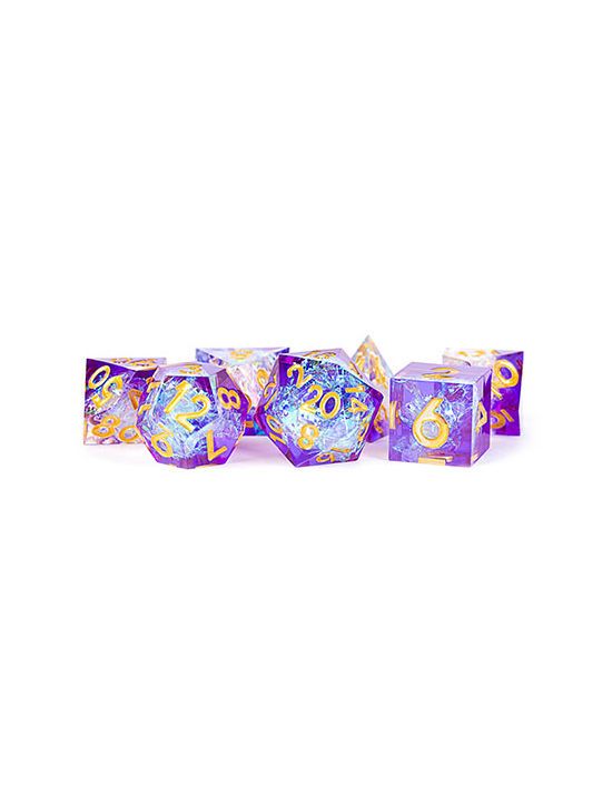 Handcrafted Sharp Edge Resin Dice Set Royal Geode