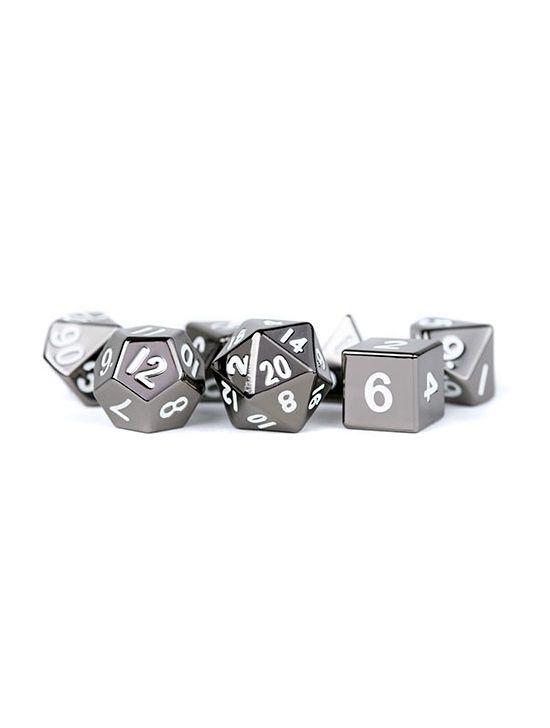 16mm Metal Polyhedral Dice Set Sterling Grey