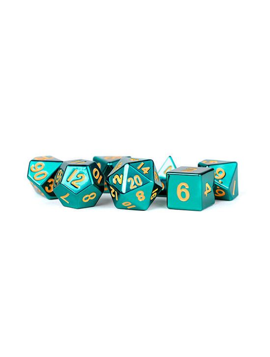 16mm Metal Polyhedral Dice Set Turquoise