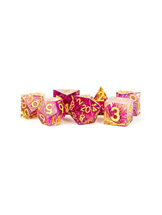 Handcrafted Sharp Edge Resin Dice Set Thousand Day Red