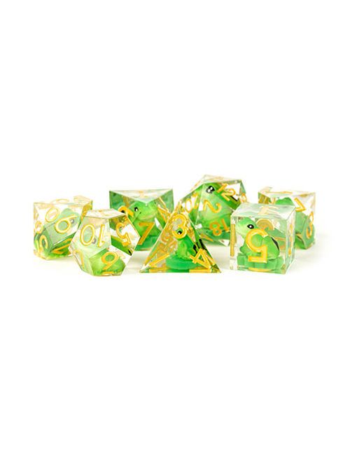 Handcrafted Sharp Edge Resin Dice Set Frog Dice