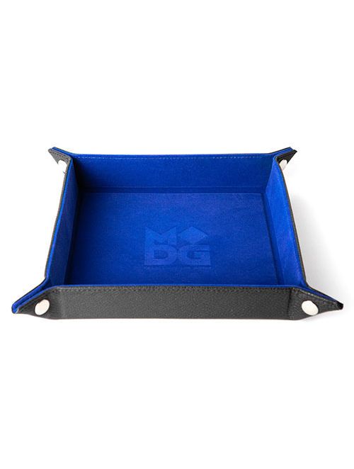 Fold Up Velvet Dice Tray w/ PU Leather Backing Blue