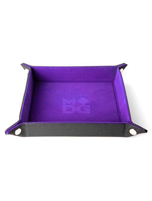 Fold Up Velvet Dice Tray w/ PU Leather Backing Purple