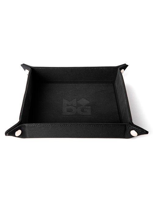 Fold Up Velvet Dice Tray w/ PU Leather Backing Black
