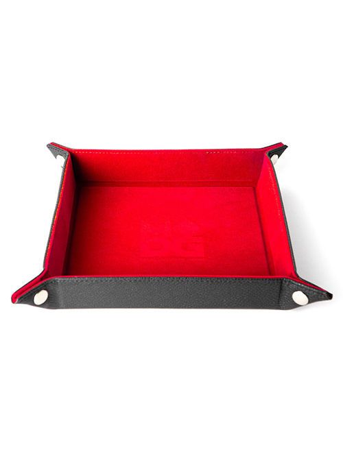 Fold Up Velvet Dice Tray w/ PU Leather Backing Red