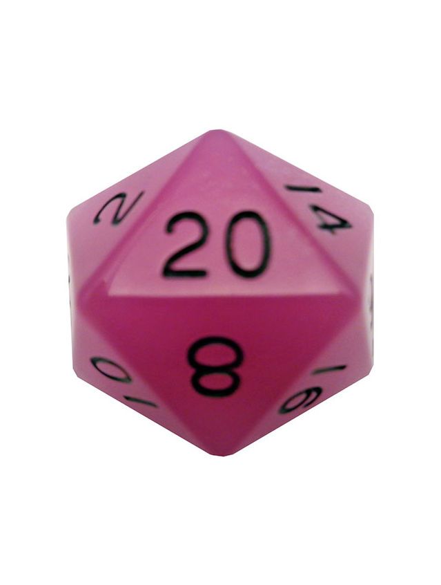 35mm Mega Acrylic D20 Glow Purple With Black Numbers