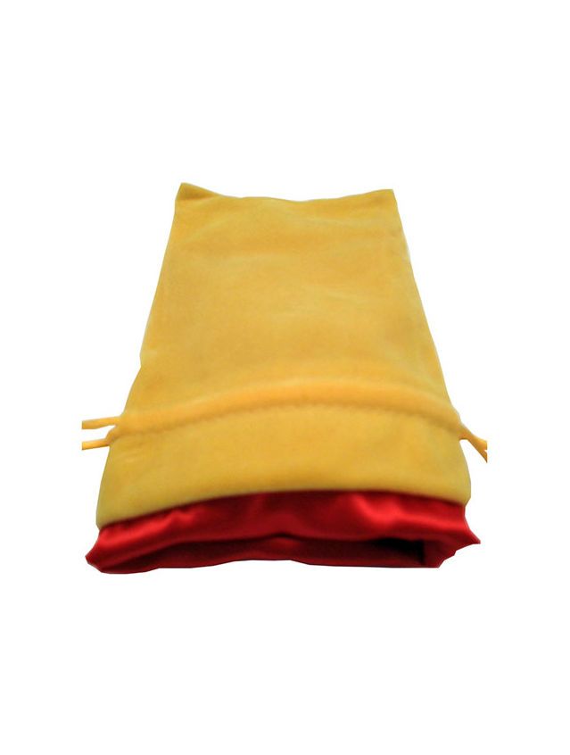 Small Velvet Dice Bag Gold w/ Red Satin