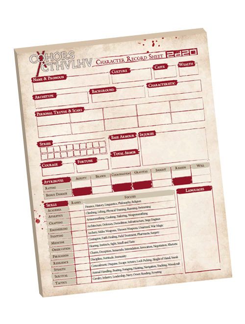 Cohors Cthulhu RPG Character Sheet Pad