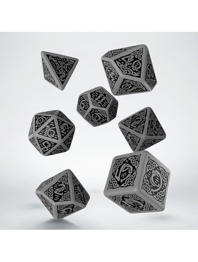 Celtic 3D Revised Gray & Black Dice Set Celtic 3D Revised Gray & Black Dice Set
