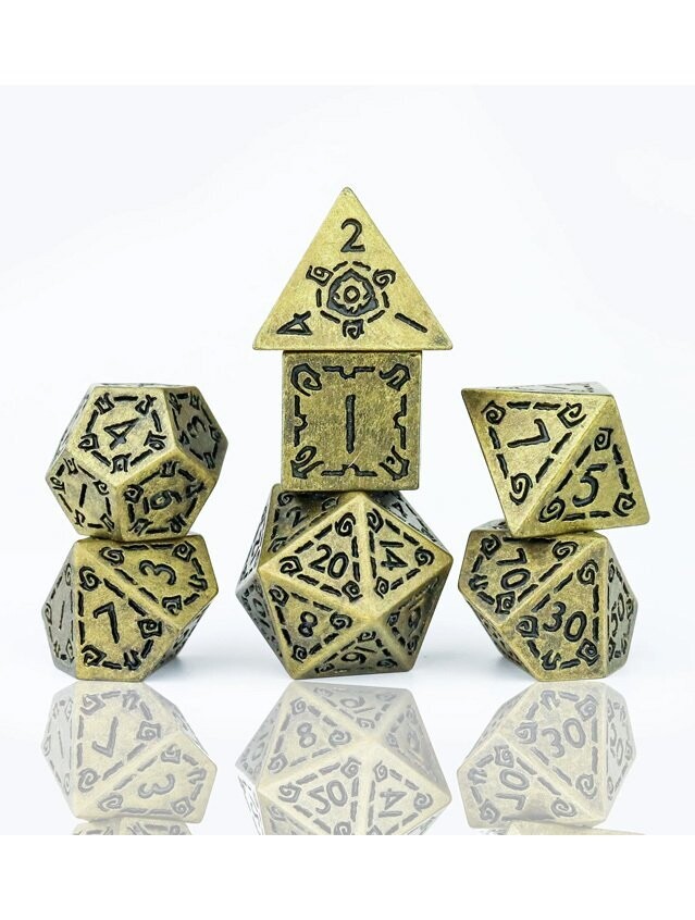 Illusory Metal Gold Polyhedral Dice Set Illusory Metal Gold Polyhedral Dice Set