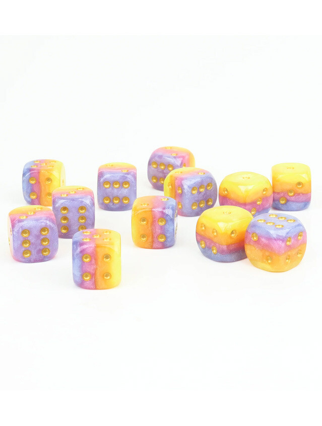 16mm Tahitian Sunset 12 x D6 Dice Set 16mm Tahitian Sunset 12 x D6 Dice Set