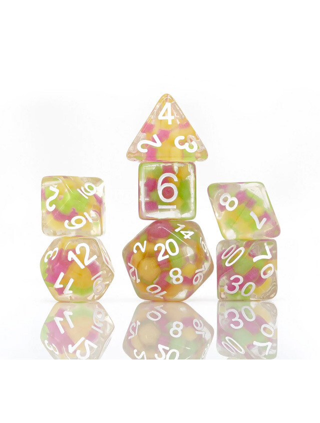 Melon Ball Glowworm Polyhedral Dice Set Melon Ball Glowworm Polyhedral Dice Set
