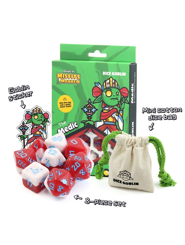 Dice Goblin Session #1 8-Piece RPG Dice Det The Medic Dice Goblin Session #1 8-Piece RPG Dice Det The Medic