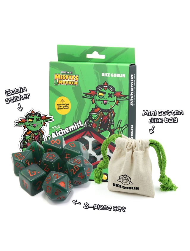 Dice Goblin Session #1 8-Piece RPG Dice Det The Alchemist Dice Goblin Session #1 8-Piece RPG Dice Det The Alchemist
