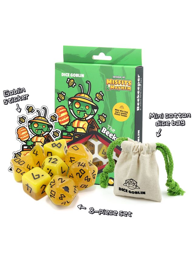 Dice Goblin Session #1 8-Piece RPG Dice Det The Beekeeper Dice Goblin Session #1 8-Piece RPG Dice Det The Beekeeper