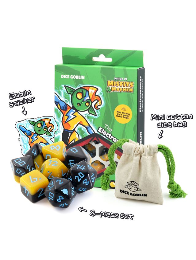 Dice Goblin Session #1 8-Piece RPG Dice Det The Electromancer Dice Goblin Session #1 8-Piece RPG Dice Det The Electromancer