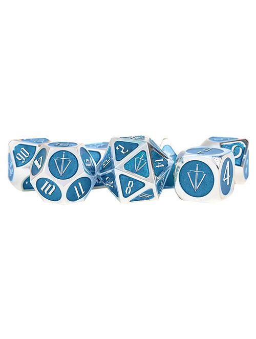 Tales Of The Valiant RPG Metal Dice Set Silver w/ Light Blue Enamel Tales Of The Valiant RPG Metal Dice Set Silver w/ Light Blue Enamel