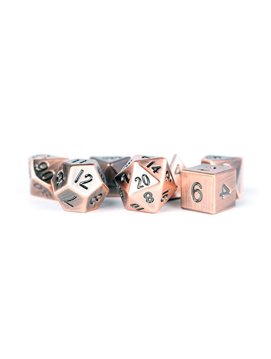 16mm Metal Polyhedral Dice Set Antique Copper