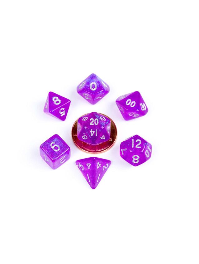10mm Mini Dice Set Stardust Purple 10mm Mini Dice Set Stardust Purple