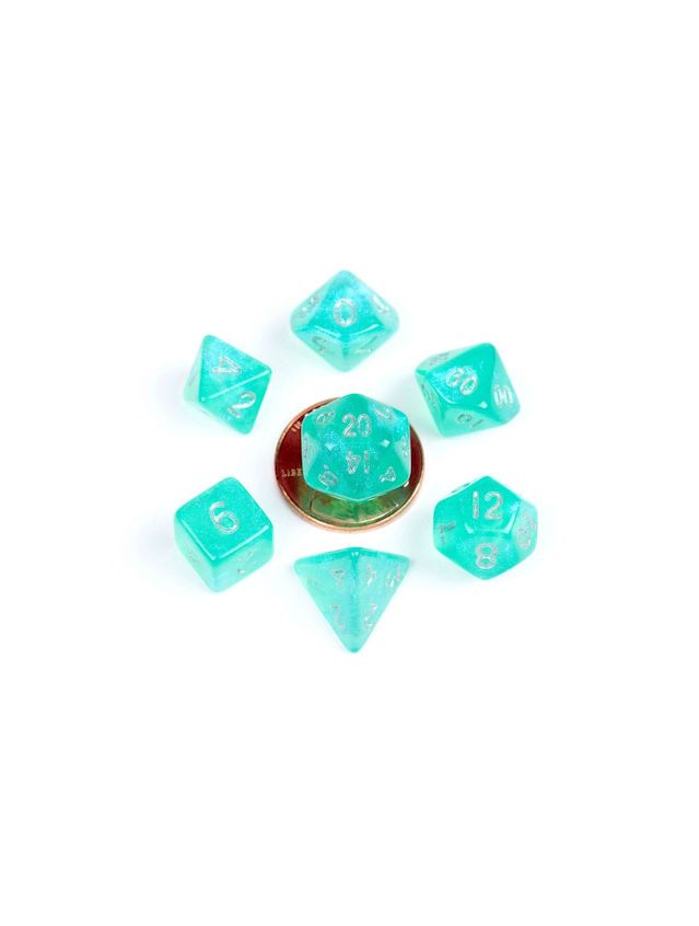 10mm Mini Dice Set Stardust Turquoise
