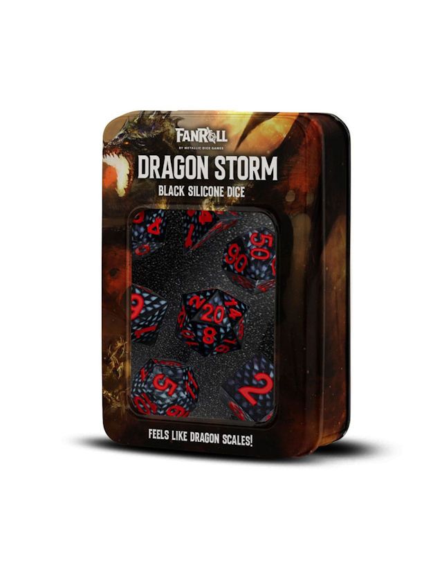 Dragon Storm Sharp Edge Silicone Dice Set Black Dragon Scales