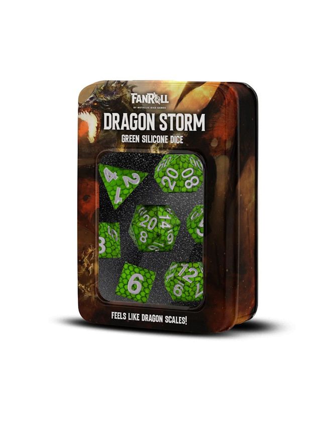 Dragon Storm Sharp Edge Silicone Dice Set Green Dragon Scales