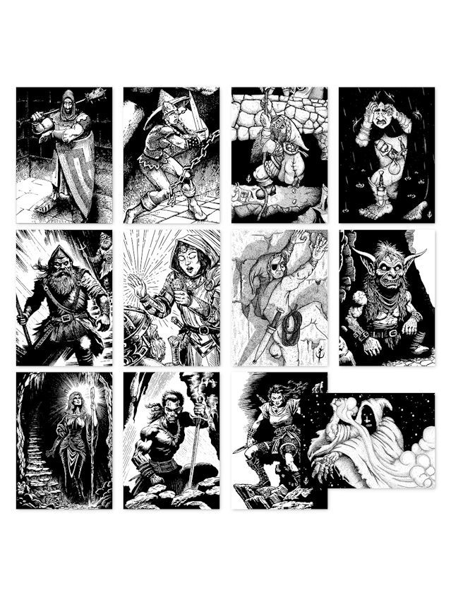Shadowdark RPG 12 Premade 1st-Level Character Cards Shadowdark RPG 12 Premade 1st-Level Character Cards