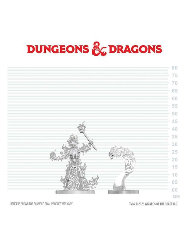Dungeons & Dragons Nolzur's Marvelous Miniatures Unpainted Miniature Flaming Skeleton & Flameskull