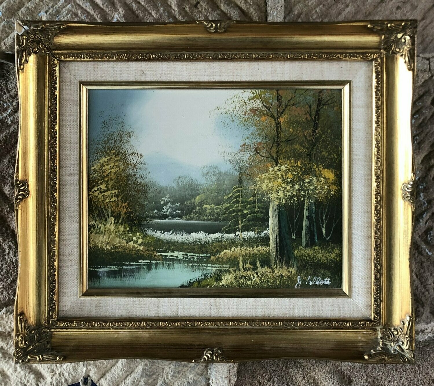 'Lake in the Forest' oil on canvas