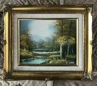 'Lake in the Forest' oil on canvas