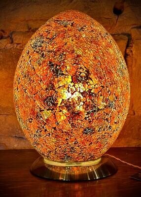 Crackle glass egg lamp in gold