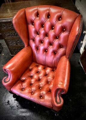 Victorian leather chesterfield fireside chair