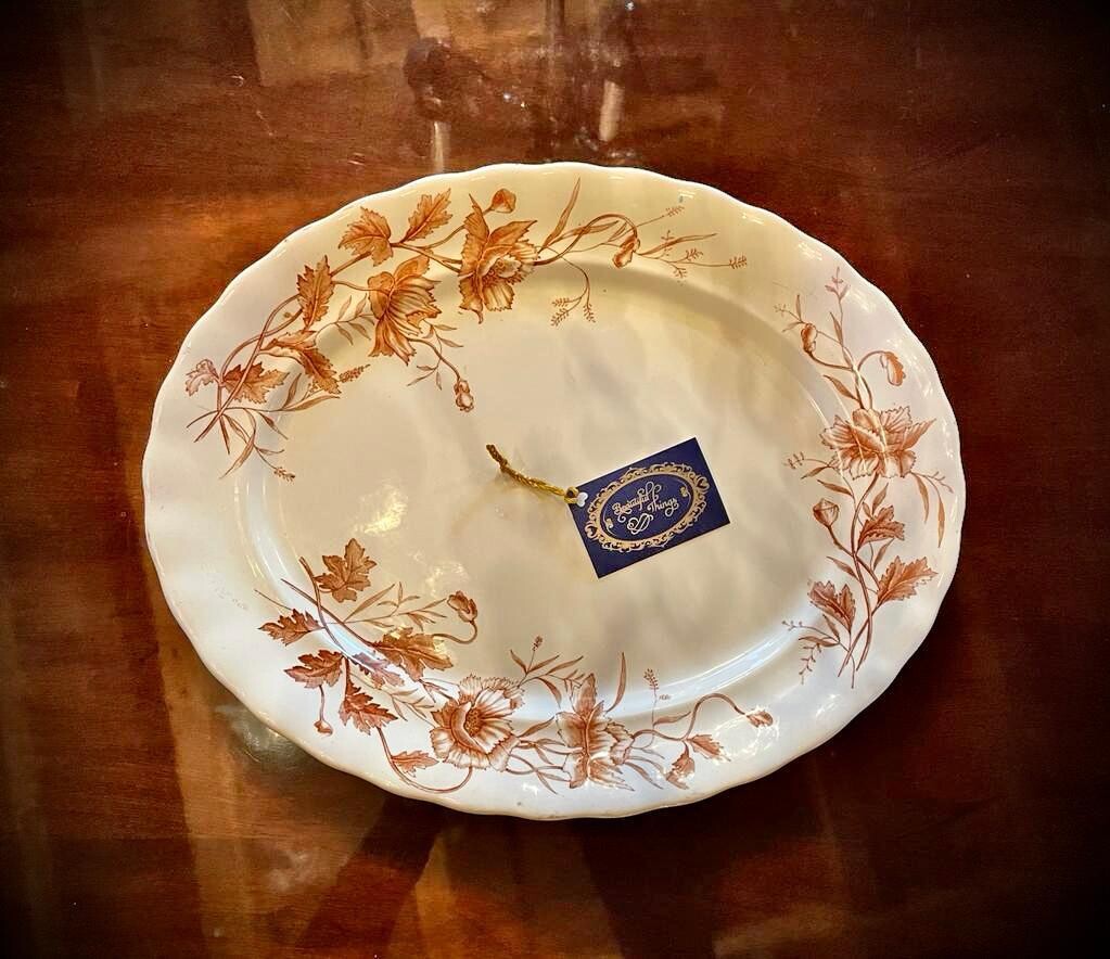 Large red and white serving platter