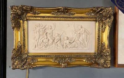 Alabaster Plaque in Ornate Gold Frame