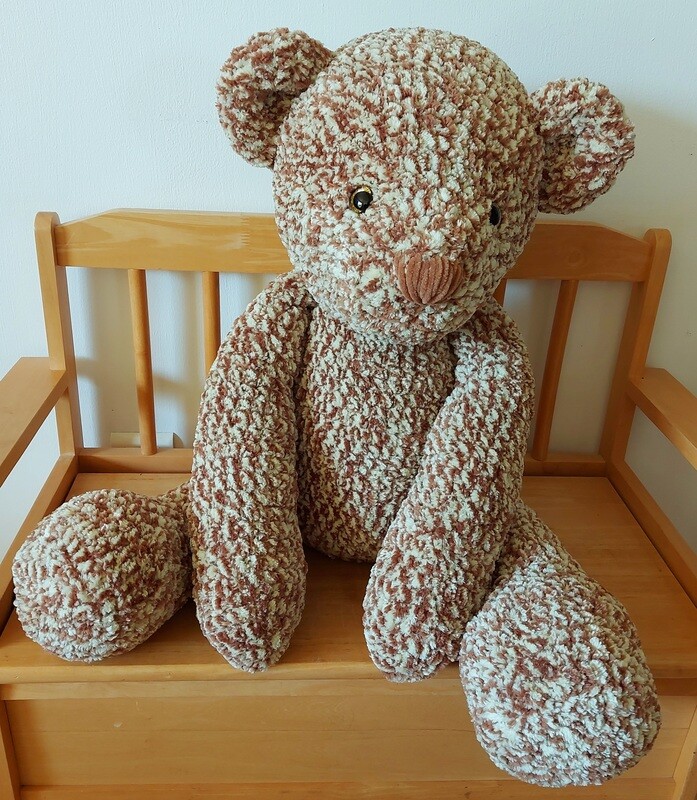 Doudou Ours "géant " crocheté en coton velours bouclé