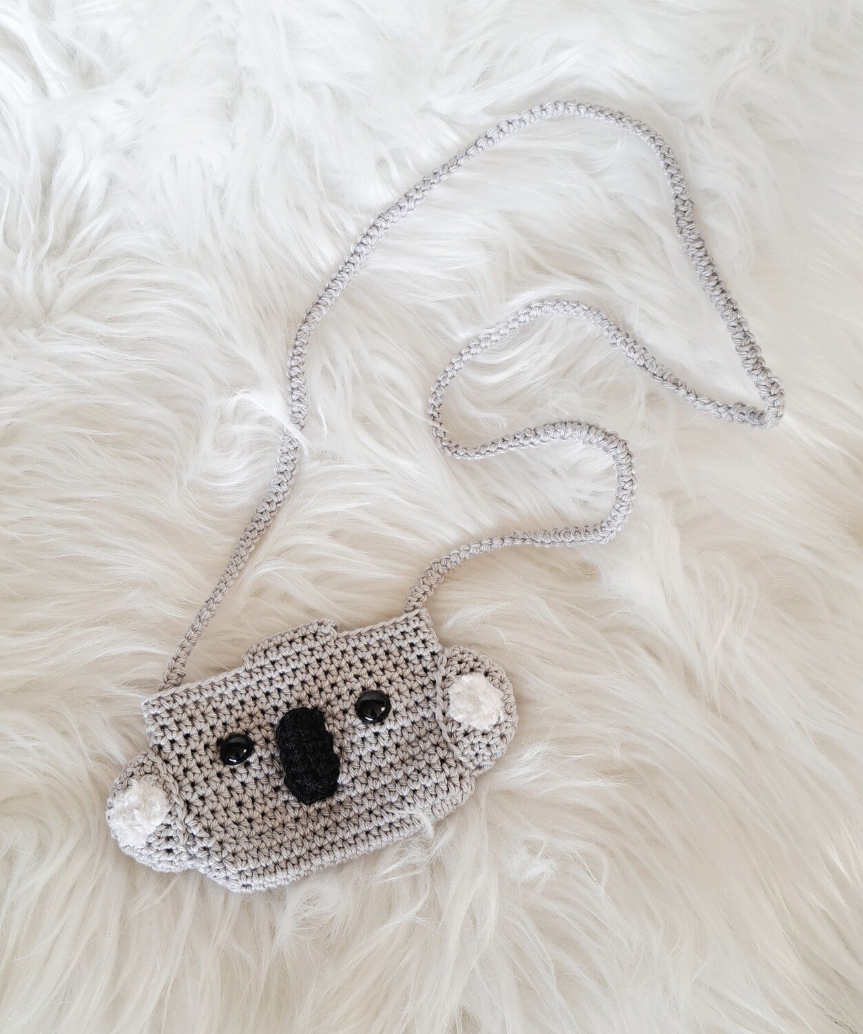 Sac en bandoulière forme koala pour petits enfants en coton couleur gris